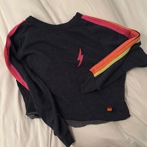 Aviator Nation crop top navy hoody